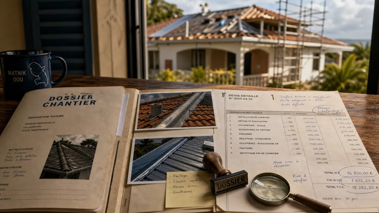 Aide rénovation toiture Martinique : devis toiture et contrôle sur chantier
