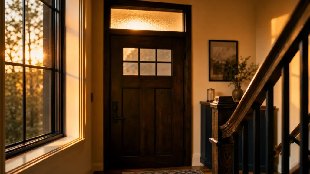 Imposte vitrée au-dessus d’une porte pour lumière et intimité
