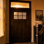 Imposte vitrée au-dessus d’une porte pour lumière et intimité