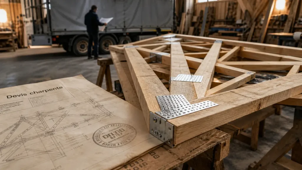 Charpente fermette en kit prix, atelier bois et transport