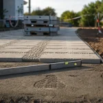 Dalle béton carrossable bord à bord : 8 cm au m², pose sur lit nivelé