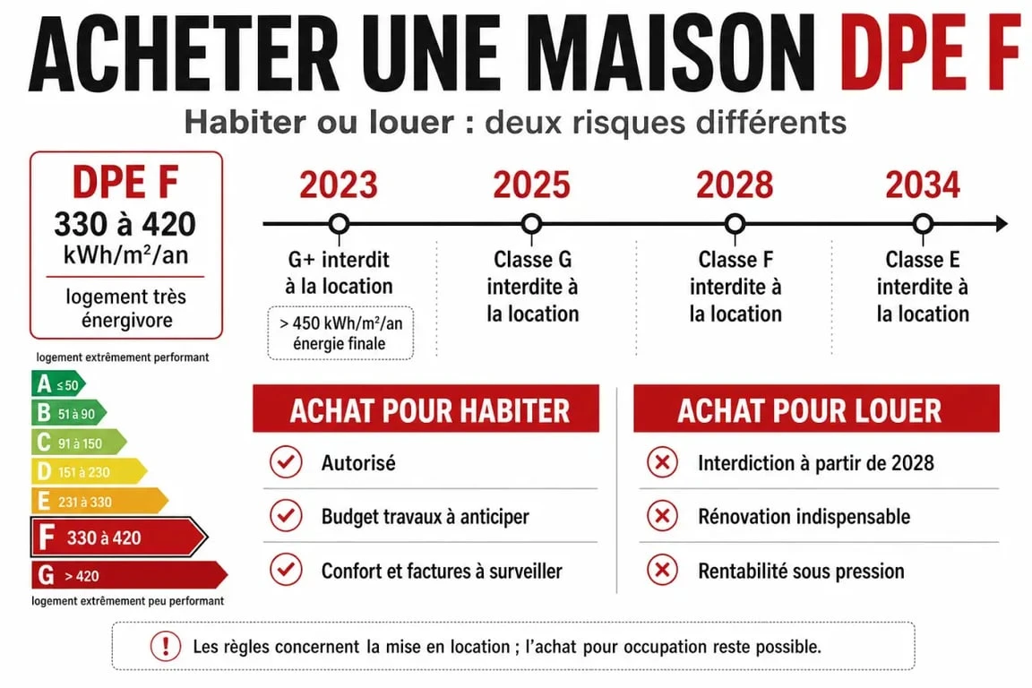 Achat maison dpe f obligation travaux : frise des dates et seuils à connaître avant d’acheter