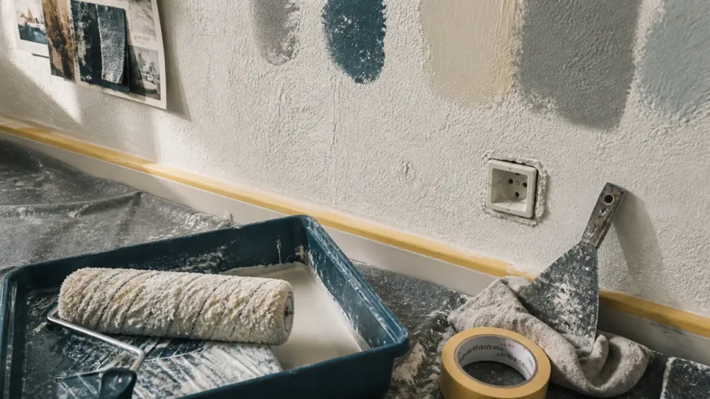 Peinture pour crepis interieur sur mur texturé, rouleau et sous-couche