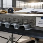 Plancher collaborant bac acier avec étais visibles et dalle béton