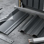 Solin bac acier 2 m, 4 ondes, sur table de chantier