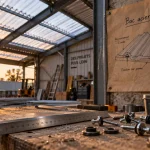 Bac acier transparent sur toiture : lumière naturelle, atelier