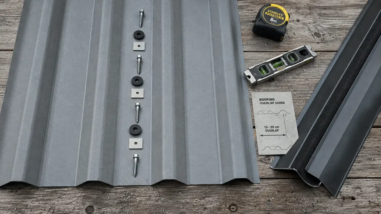 Comment poser une toiture en tôle ondulée : vis avec rondelles EPDM au sommet d’onde