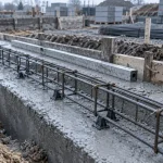 Fondation semelle filante : semelle en béton frais et armatures