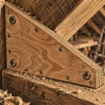 Goussets charpente : gousset triangulaire vissé entre poutres en bois