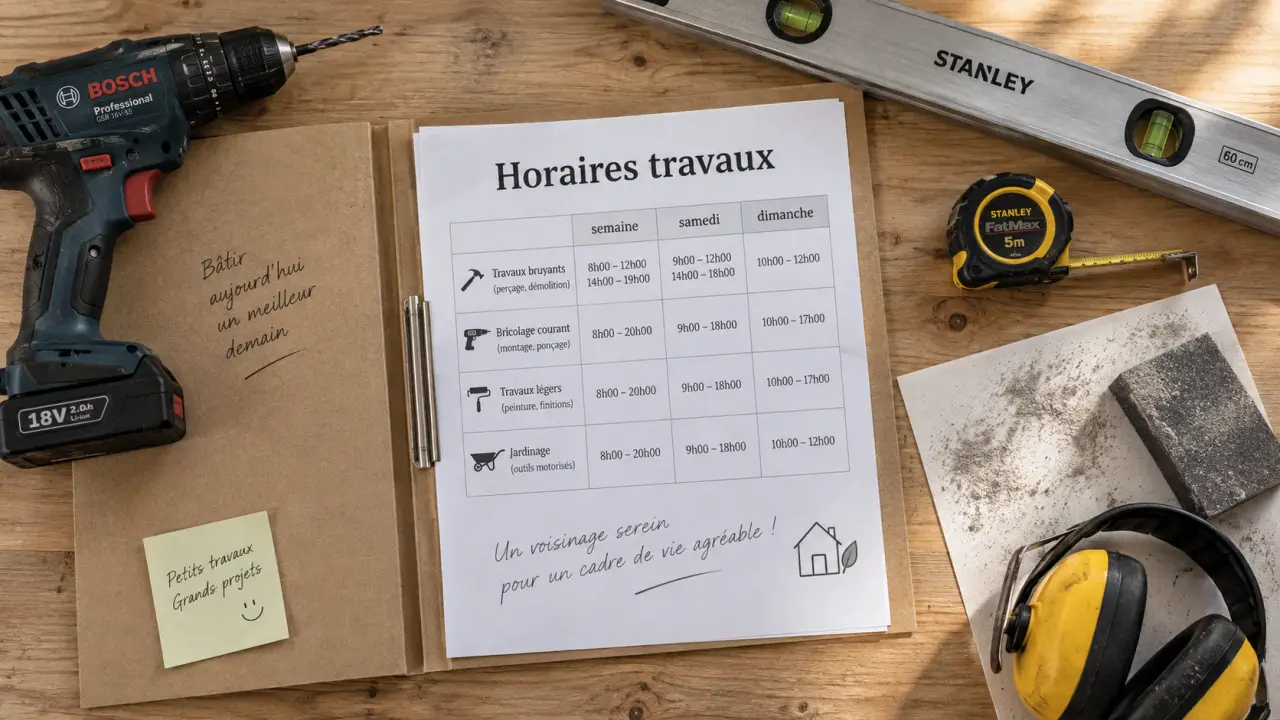 Horaires travaux appartement : créneaux bruit et commune
