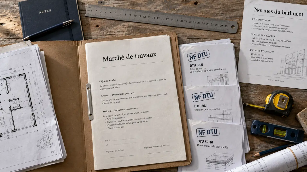 Normes batiments : DTU et marché de travaux sur documents