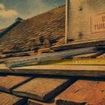 Toiture tuile plate terre cuite ancienne à forte pente