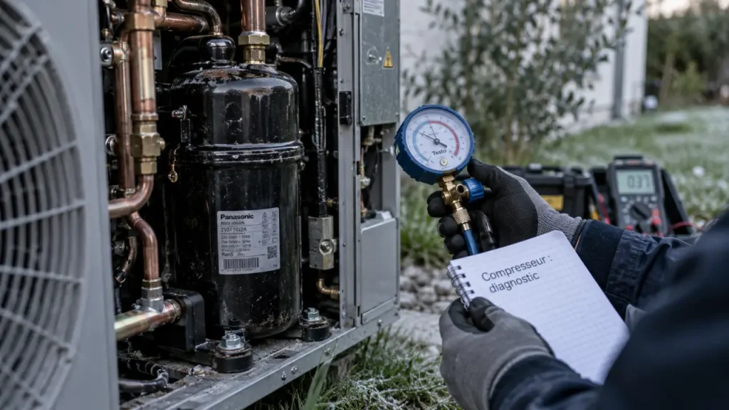 Compresseur pompe à chaleur : diagnostic bruit et panne