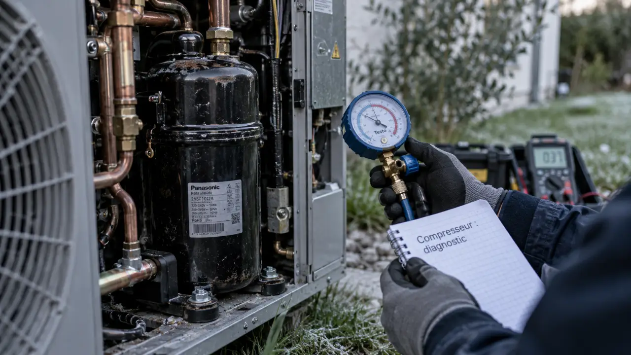 Compresseur pompe à chaleur : diagnostic bruit et panne