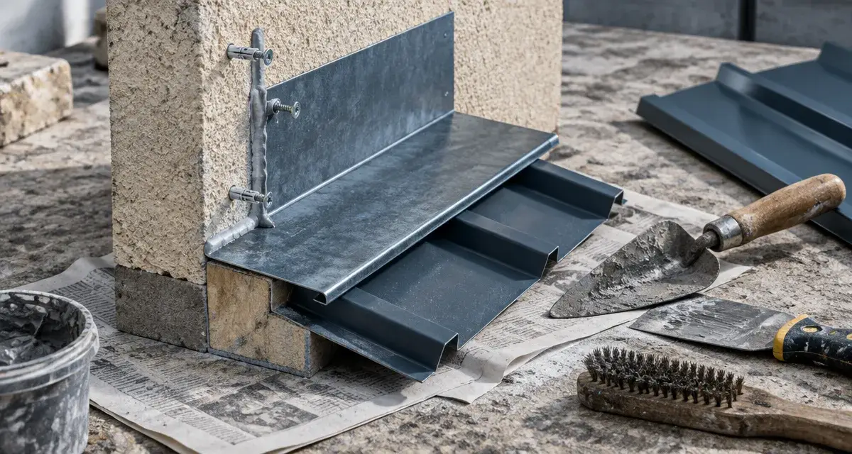 Pose solin contre mur : mastic et chevilles sur support mal préparé